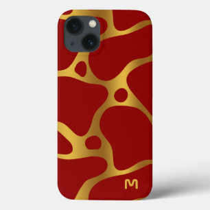 Case-Mate iPhone Case Motif de girafe abstraite rouge et or