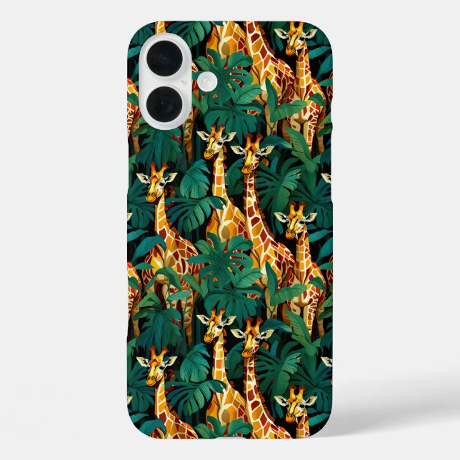 Coques Case-Mate iPhone Motif de girafe dans une jungle verdoyante (Verso)