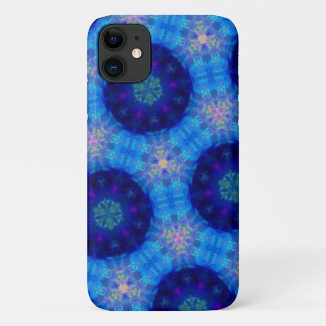 Coques Case-Mate iPhone Motif de Kaleidoscope bleu clair Coque-Mate (Dos)