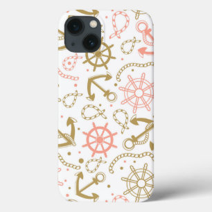 iPhone 13 Case Motif de la Ancre d'or