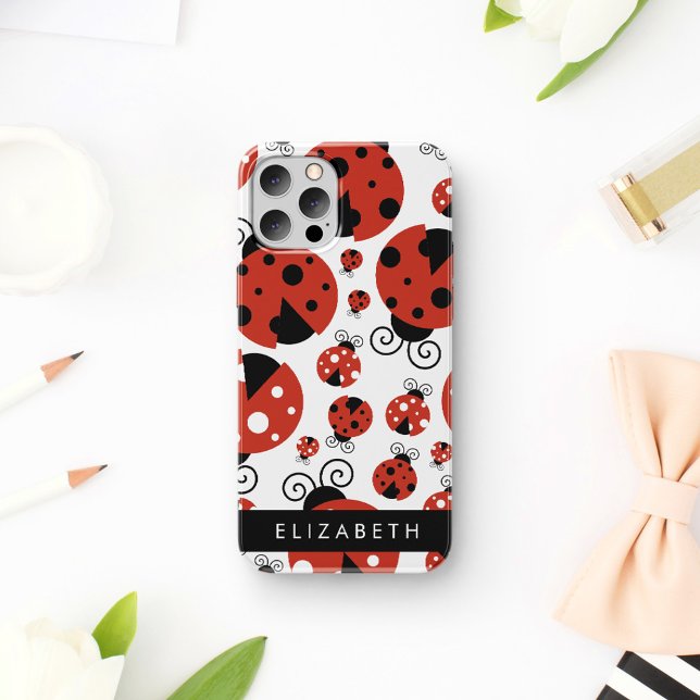 Coques Case-Mate iPhone Motif De Ladybugs, Red Ladybugs, Votre Nom (Créateur téléchargé)