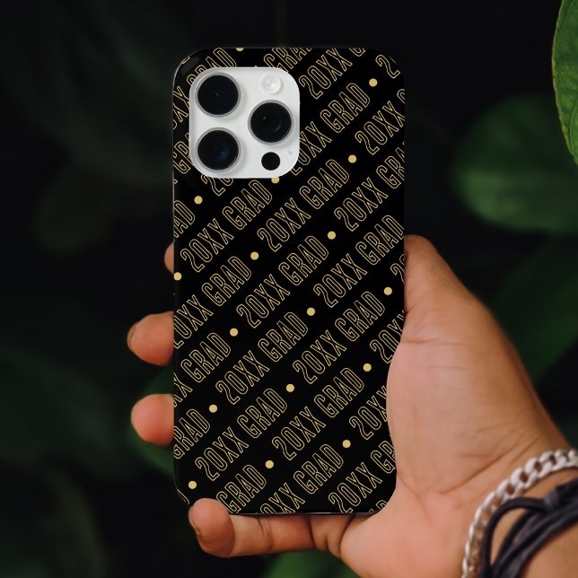 Coques Case-Mate iPhone Motif de l'année d'obtention du diplôme de l'école (Black & Gold School Graduation Year Pattern Case-Mate iPhone Case)