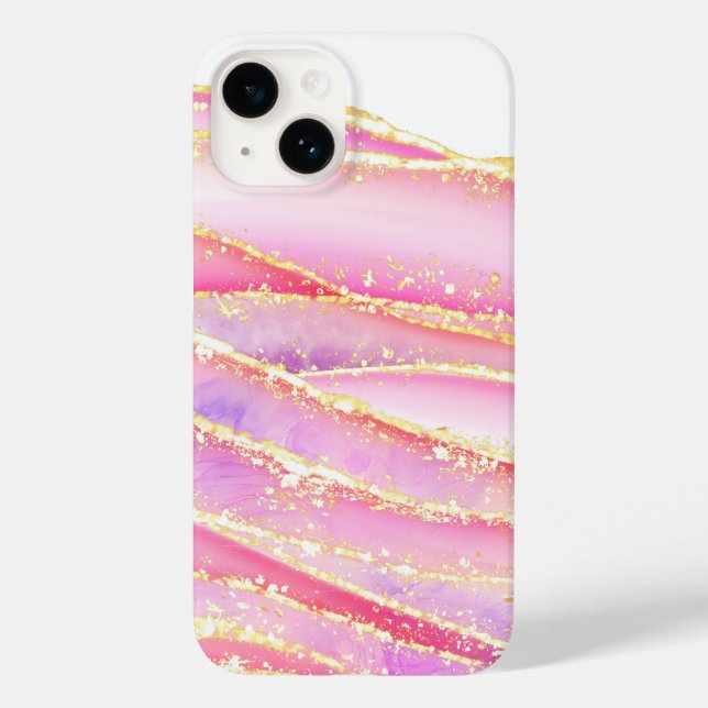 Coques Case-Mate iPhone Motif de luxe en marbre rose or (Verso)