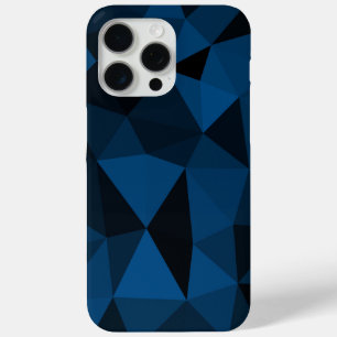 Coque iPhone 15 Pro Max Motif de maillage géométrique noir bleu foncé