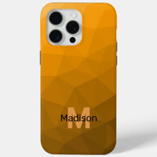 Coque iPhone 15 Pro Max Motif de maillage géométrique ombré orange Monogra