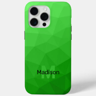 Coque iPhone 15 Pro Max Motif de maillage géométrique ombré vert clair Mon