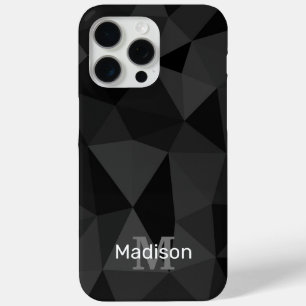 Coque iPhone 15 Pro Max Motif de maille géométrique noir gris foncé Monogr