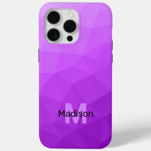 Coque iPhone 15 Pro Max Motif de maille géométrique ombré violet Monogramm