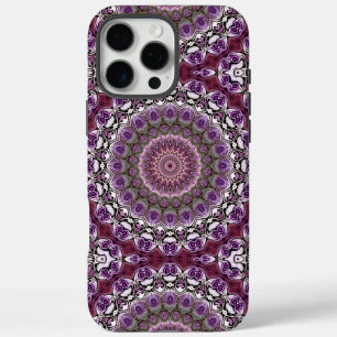 Coques iPhone 16 Pro Max Motif de mandala en kaléidoscope rose améthyste