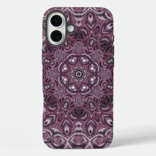 Coques iPhone 16 Plus Motif de mandala en marbre lavande et prune