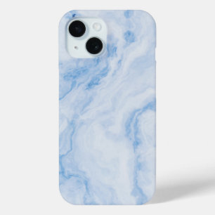Coque Pour iPhone 15 Motif de marbre en pierre bleue élégant