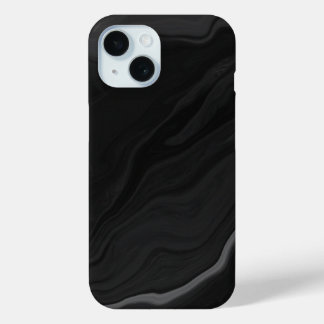 Coque Pour iPhone 15 Motif de marbre en pierre noire élégant