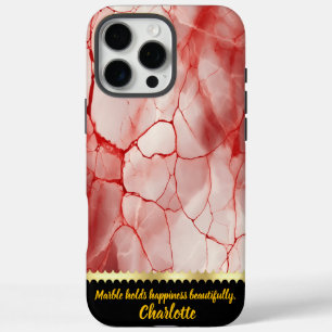 Coques iPhone 16 Pro Max Motif de marbre rouge et blanc
