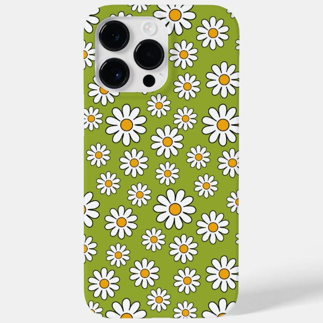 Coques Case-Mate iPhone Motif de marguerite à fleurs vert et blanc (Verso)
