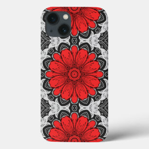 Case-Mate iPhone Case Motif de marguerite géométrique en rouge noir et b