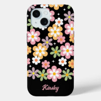 Motif de marguerite super avec nom noir