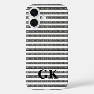 Coque Pour iPhone 16 Motif de méandre à clé grecque personnalisé