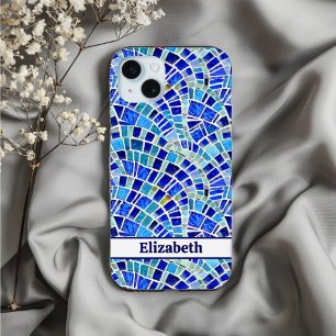 Coque Pour iPhone 15 Motif de mosaïque de la vague bleue inspiré par Ga