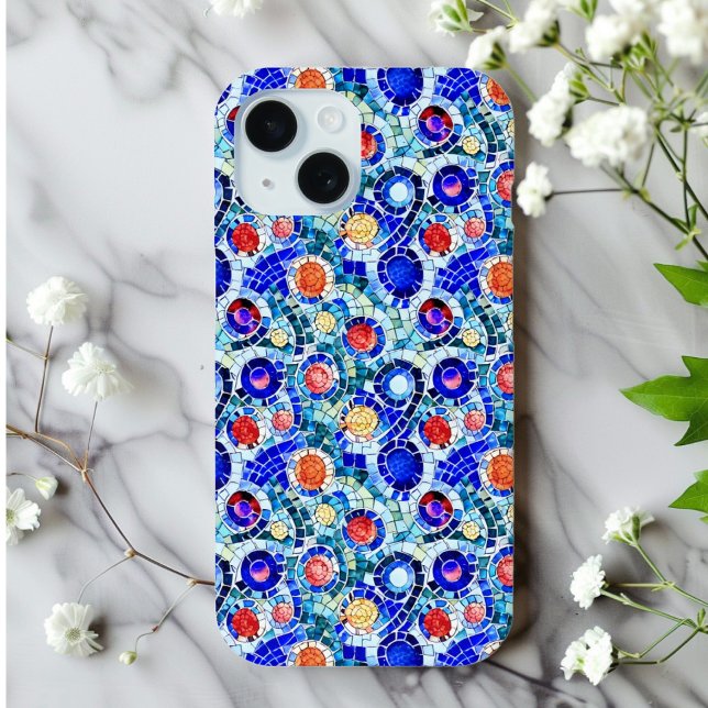 Coques Case-Mate iPhone Motif de mosaïque multicolore inspiré par Gaudi (Créateur téléchargé)