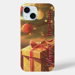 Coque Pour iPhone 15 Motif de Noël, avec des cadeaux sous l'arbre de No