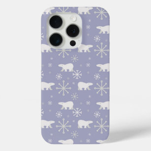 Coque iPhone 15 Pro Motif de Noël avec ours polaires et flocons de nei
