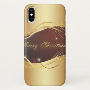 Etui iPhone Case-Mate Motif de Noël doré sur fond rouge
