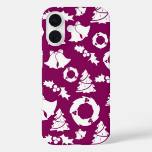 Coque Pour iPhone 16 Motif de Noël pourpre