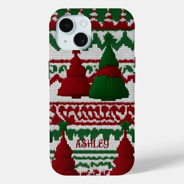 Coques Case-Mate iPhone Motif de Noël tricoté personnalisé (Verso)