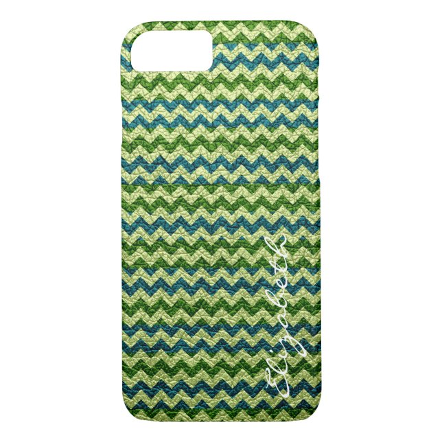 Coques Case-Mate iPhone Motif de pailles de menthe vert cuir (Dos)