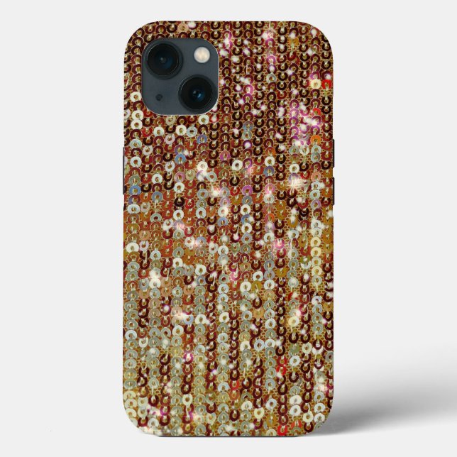 Coques Case-Mate iPhone Motif de paillettes en cuivre or (Verso)