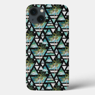 iPhone 13 Case Motif de palmes et vagues géométriques Abstraits