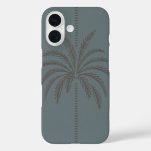 Coque Pour iPhone 16 Motif de palmier minimal bleu gris tropical 
