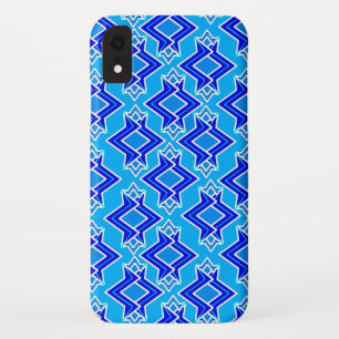 Coque Pour iPhone XR Motif de papier peint Art déco, bleu cyan