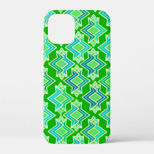 Coque iPhone 12 Mini Motif de papier peint Art Déco, Jade Green