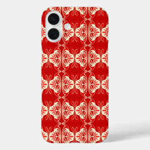 Coques iPhone 16 Plus Motif de papier peint Art déco - rouge et blanc
