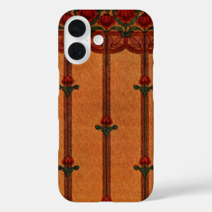 Coques iPhone 16 Motif de papier peint textile décoratif vintage