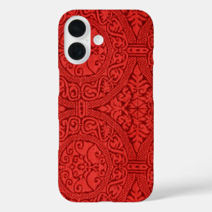 Coques iPhone 16 Motif de papier peint textile décoratif vintage