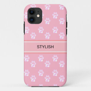 Case-Mate iPhone Case Motif de patte mignon et texte sur fond rose