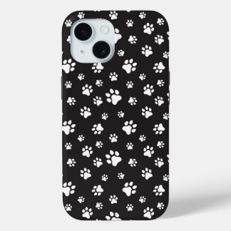 Coque Pour iPhone 15 Motif de pattes noir et blanc