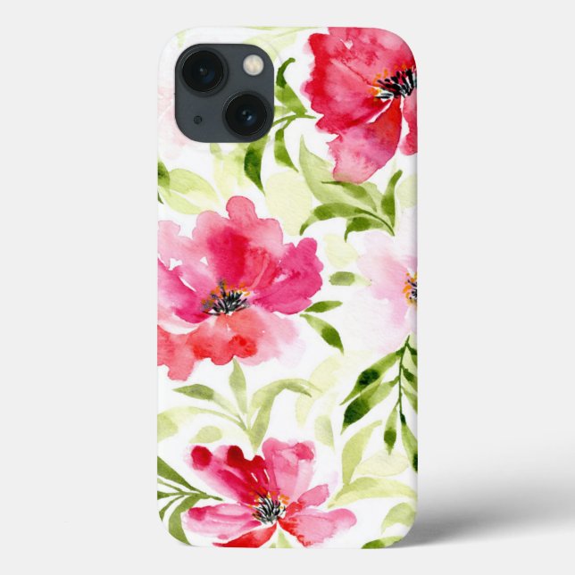 Coques Case-Mate iPhone Motif de pavot à fleurs rouge tropical (Verso)