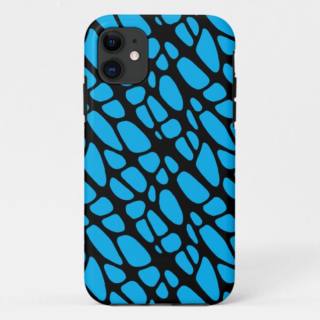 Coques Case-Mate iPhone Motif de peau biologique Abstrait bleu et noir (Dos)