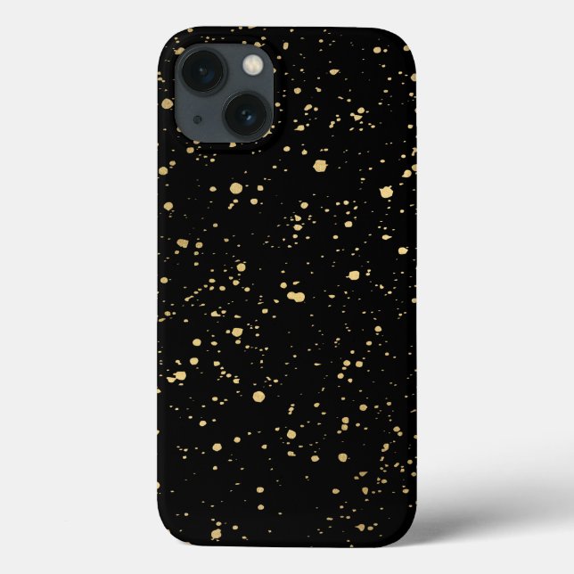 Coques Case-Mate iPhone Motif de peinture dorée moderne sur noir (Verso)