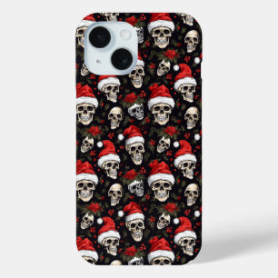 Coque Pour iPhone 15 Motif de Père Noël crâne de Noël sombre gothique d