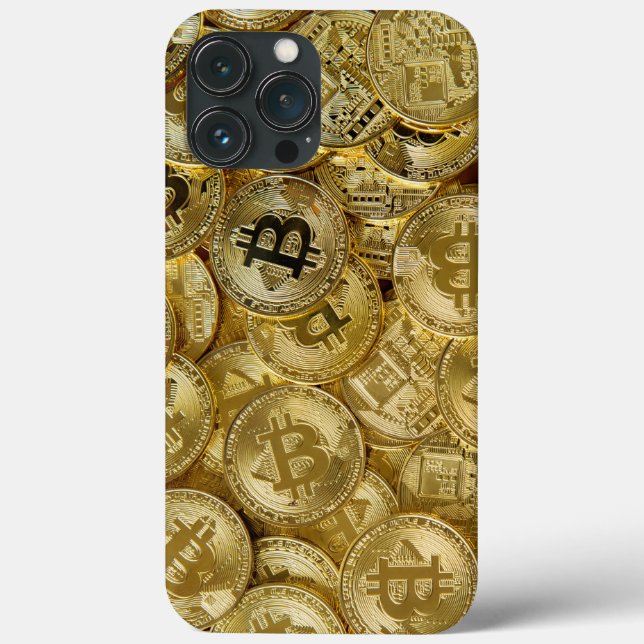 Coques Case-Mate iPhone Motif de pièce Bitcoin BTC Cryptodevise Gold (Verso)