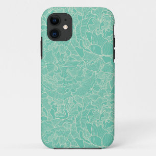 Coques Pour iPhone Motif de pivoine de turquoise
