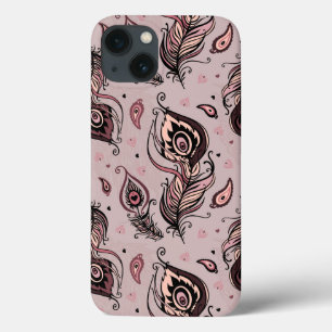 iPhone 13 Coque Motif de plume de paon