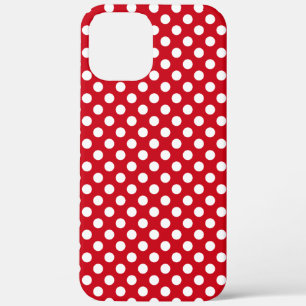 Coque iPhone 12 Pro Max Motif de point Polka blanc rouge inspiré des année