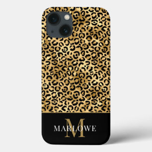 Case-Mate iPhone Case Motif de points Léopard d'or noir Monogramme