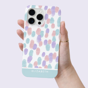Coque iPhone 15 Pro Max Motif de points pastel à l'aquarelle moderne perso