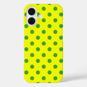 Coque Pour iPhone 16 Motif de pois verts sur fond jaune